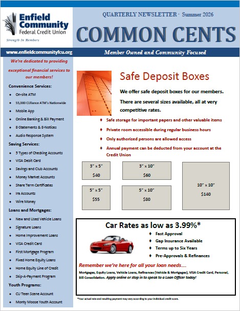 Summer 2026 Newsletter Enfield Community FCU